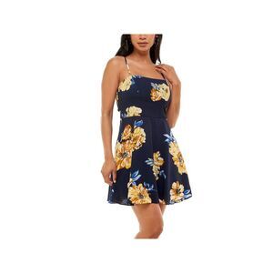 B DARLIN Womens Fit + Flare Mini Dress Navy Spaghetti Strap Tie-back Juniors 7\8